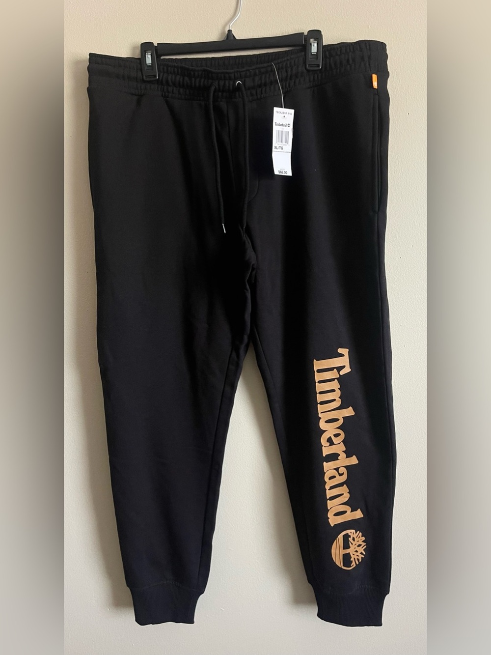 Timberland Black Joggers with Tan Logo Print Size XL